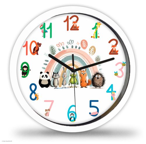 Gyerek falióra – Szivárvány & állatfigurás számok
