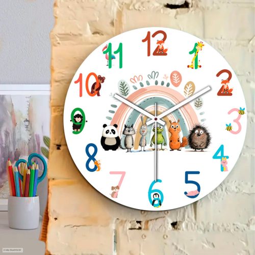 Gyerek falióra – Szivárvány & állatfigurás számok