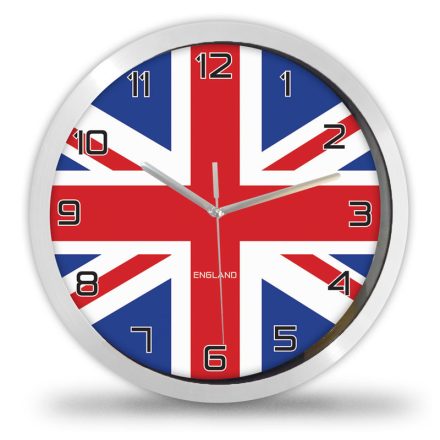 Brit zászlós falióra Union Jack mintával és egyedi England felirattal