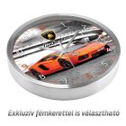 Lamborghini Aventador mintás falióra narancssárga színű olasz luxusautóval és egyedi névvel kérhető számlappal