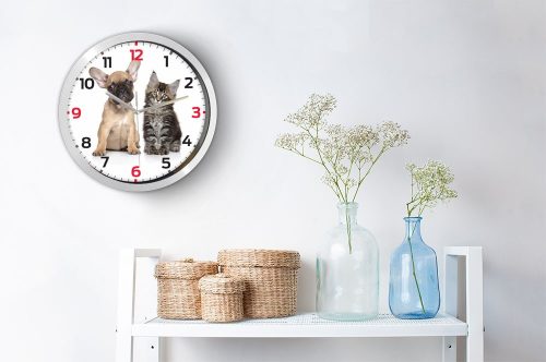 Kutya és cica falióra