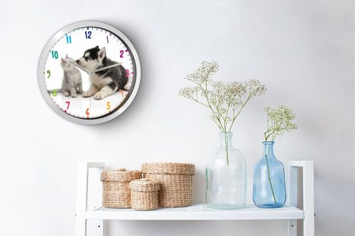 Kutya és cica falióra – grafikus