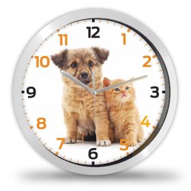 Kutya és cica falióra – klasszikus – akvarell