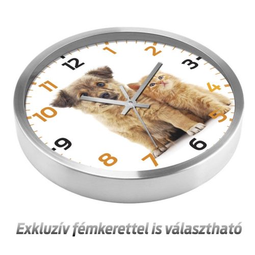 Kutya és cica falióra – klasszikus – akvarell