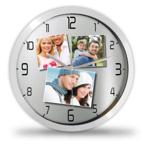 3 Fényképes falióra modern - Silver 3 Fényképes falióra modern - Silver