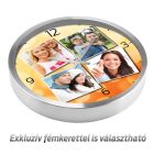  Négyképes egyedi fényképes falióra meleg narancssárga és sárga bokeh buborék mintás számlappal családi fotókhoz