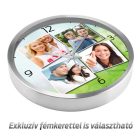 Négyképes egyedi fényképes falióra zöld levelekkel és lágy bokeh buborék mintás számlappal családi fotókhoz