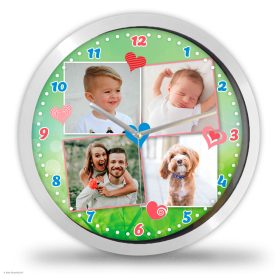 Négy fényképes falióra - Zöld Négy fényképes falióra - Zöld