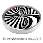 Optikai illúzió falióra fekete-fehér örvény grafikával és absztrakt 3D hatással