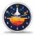 Vagány világűr falióra felszálló űrsiklóval és színes bolygókkal