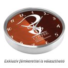 Kávés falióra gőzölgő kávéscsésze sziluettel és Coffee House felirattal barna háttérben