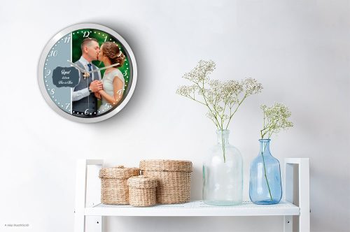 Esküvői fényképes falióra – modern