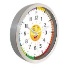 Oktató gyerek falióra mosolygós emoji figurával és színes percosztásos skálával