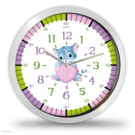 Tanuló falióra cicás