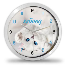 Fehér cicás falióra