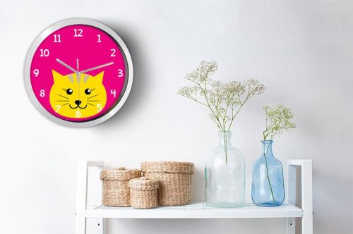 Cicás falióra – grafikus – pasztell