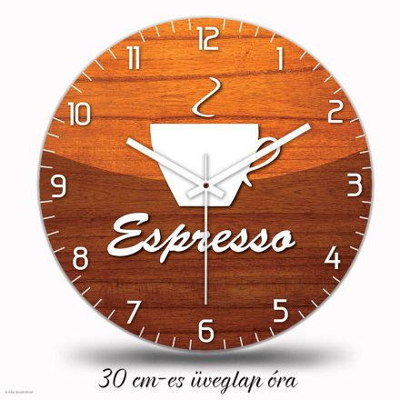 Kávés falióra, espresso felirat