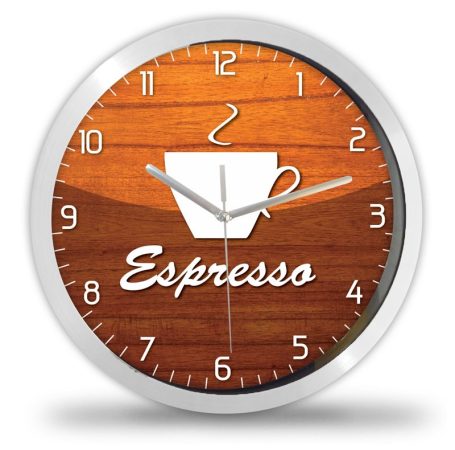 Kávés falióra, espresso felirat