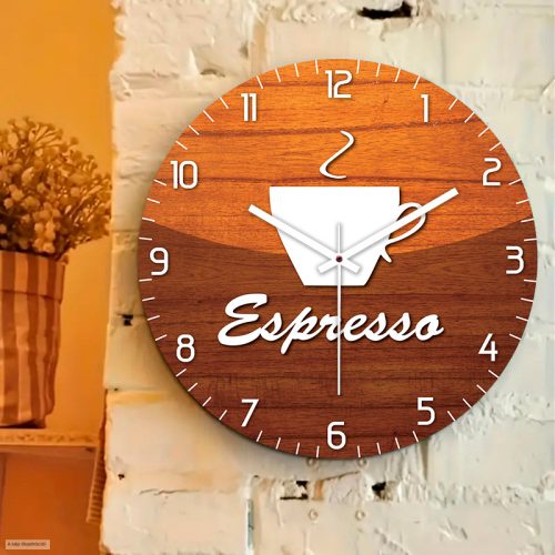 Kávés falióra, espresso felirat