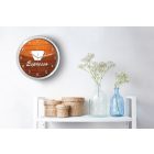 Kávés falióra, espresso felirat