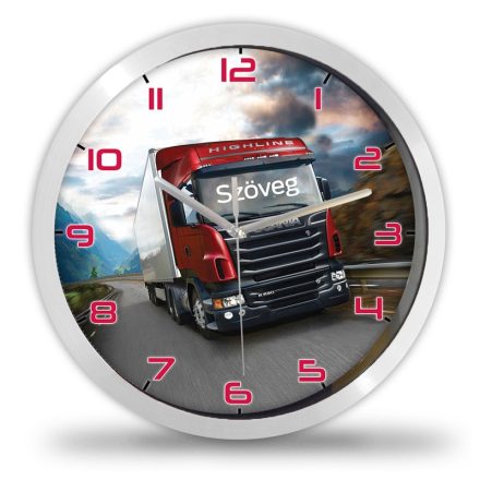  Scania R620 Highline nyergesvontató mintás falióra hegyi szerpentinnel és egyedi névvel kérhető számlappal