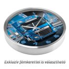 DAF CF típusú világoskék kamion mintás falióra autópályás háttérrel és egyedi felirattal kérhető számlappal