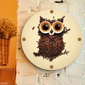 Baglyos kávés falióra