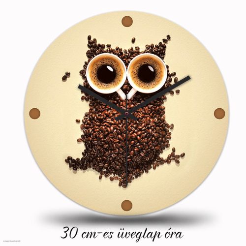 Baglyos kávés falióra