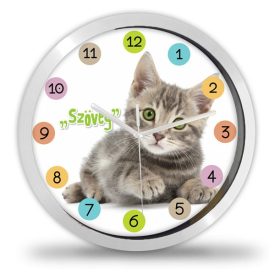 Cicás falióra – fekete-fehér