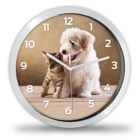 Kutya és cica falióra – klasszikus – pasztell