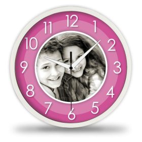 Kétkörös rózsaszín fényképes falióra Kétkörös rózsaszín fényképes falióra