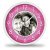 Kétkörös rózsaszín fényképes falióra