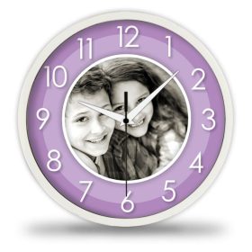 Kétkörös lila fényképes falióra Kétkörös lila fényképes falióra