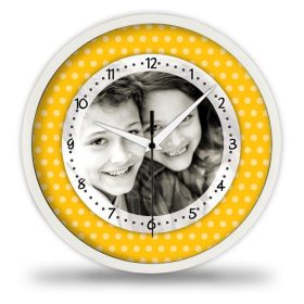 Pöttyös sárga fényképes falióra Pöttyös sárga fényképes falióra