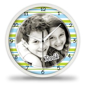 Csíkos fényképes falióra – modern