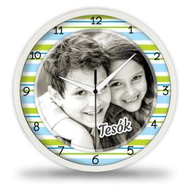 Csíkos fényképes falióra – modern Csíkos fényképes falióra – modern