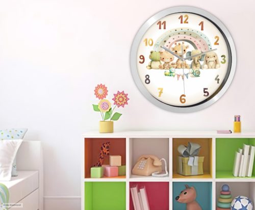 Aranyos állatok falióra saját névvel – retro