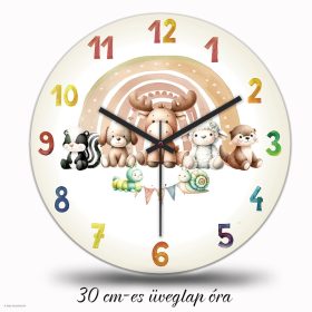   Aranyos állatok falióra saját névvel – pasztell – retro