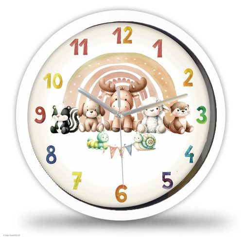 Aranyos állatok falióra saját névvel – pasztell – retro