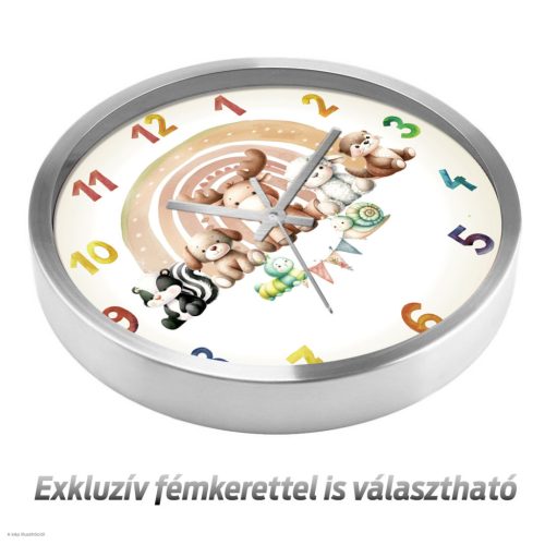 Aranyos állatok falióra saját névvel – pasztell – retro