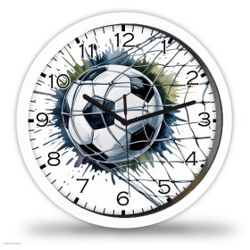 Focis falióra – Labda a hálóban, lendületes sportdizájn   Focis falióra – Labda a hálóban, lendületes sportdizájn