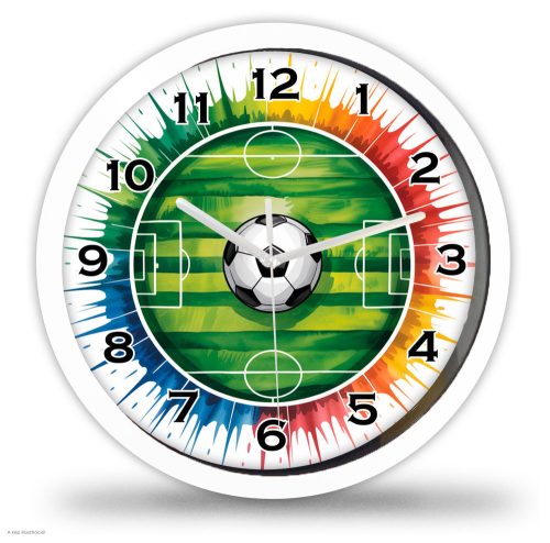 Focis falióra – Futballpályás dizájn színes háttérrel, csendes