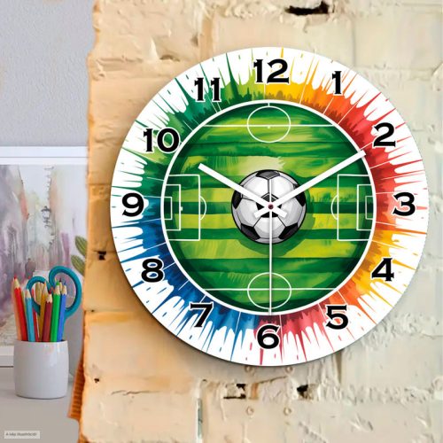 Focis falióra – Futballpályás dizájn színes háttérrel, csendes