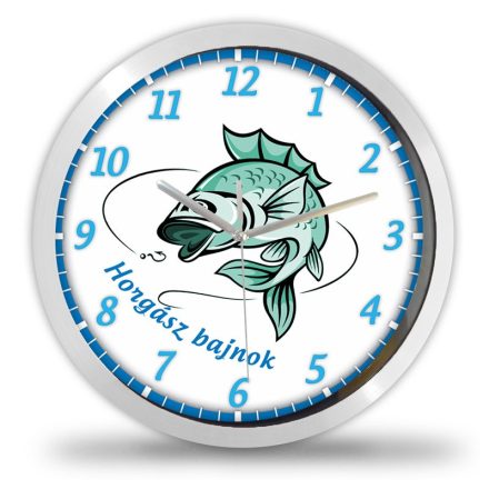Horgász falióra – illusztrált