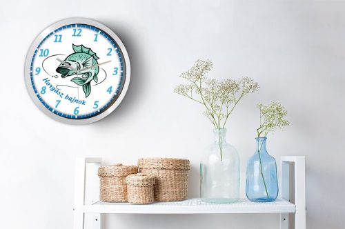 Horgász falióra – illusztrált