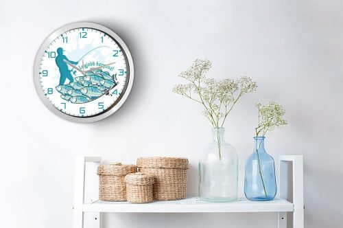 Horgász falióra – színes