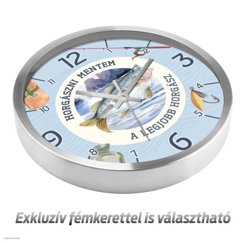 Horgász falióra – akvarell