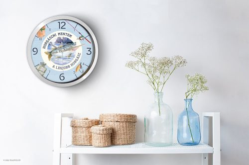 Horgász falióra – akvarell