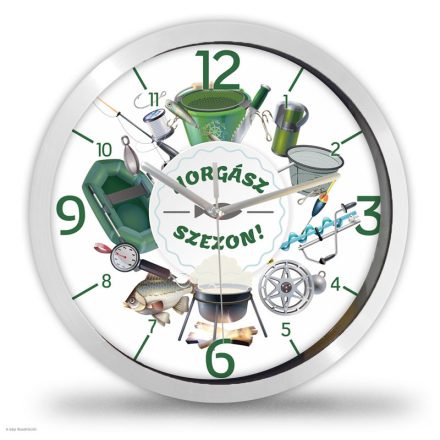 Horgász falióra – színes