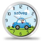  Cuki gyerek falióra kék kisautót vezető kisfiú grafikával és zöld domboldallal